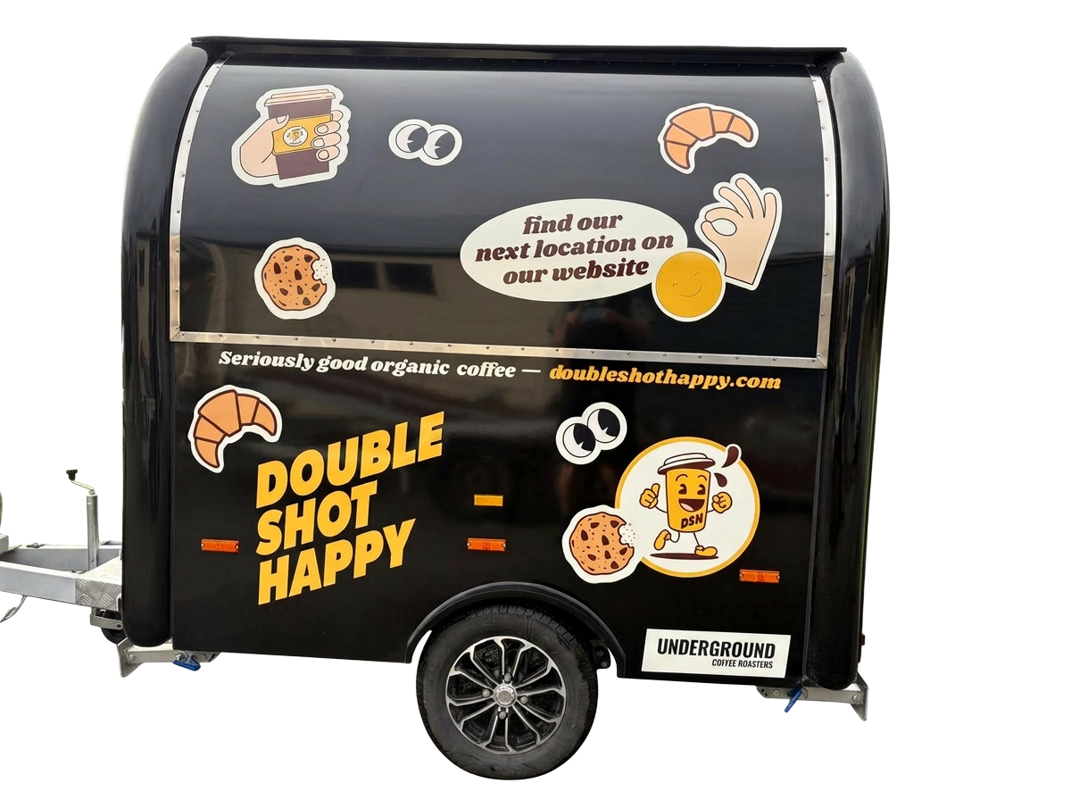 Double Shot Happy coffee trailer at Ferrymead Night Market